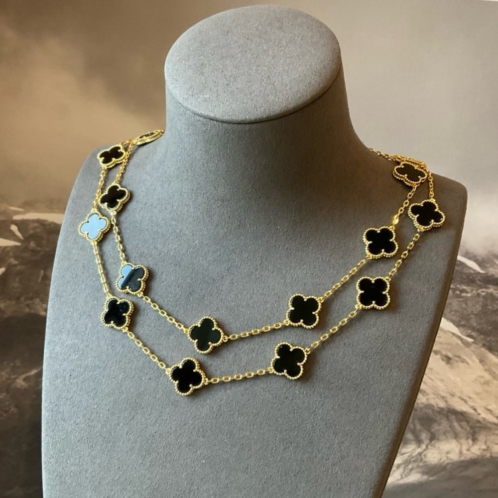 3 piece Gold and Black Clover jewelry set